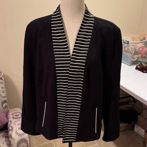 Christopher & Banks Elegant Black Blazer with Striped Accents